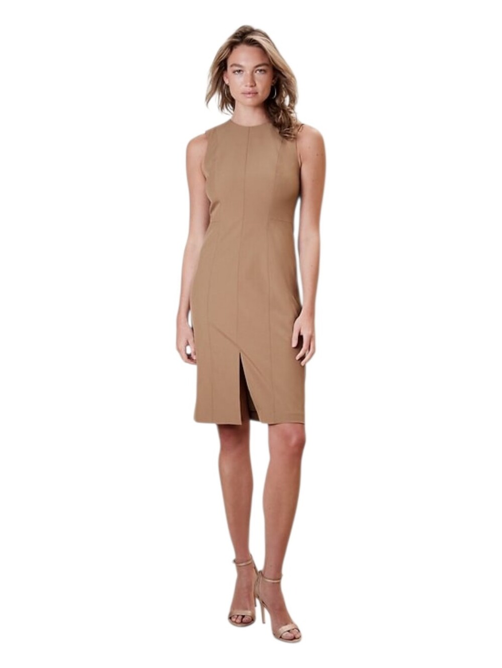 Banana Republic NWT Basic Knee Length Sheath Dress Size 6 Petite Plateau Beige